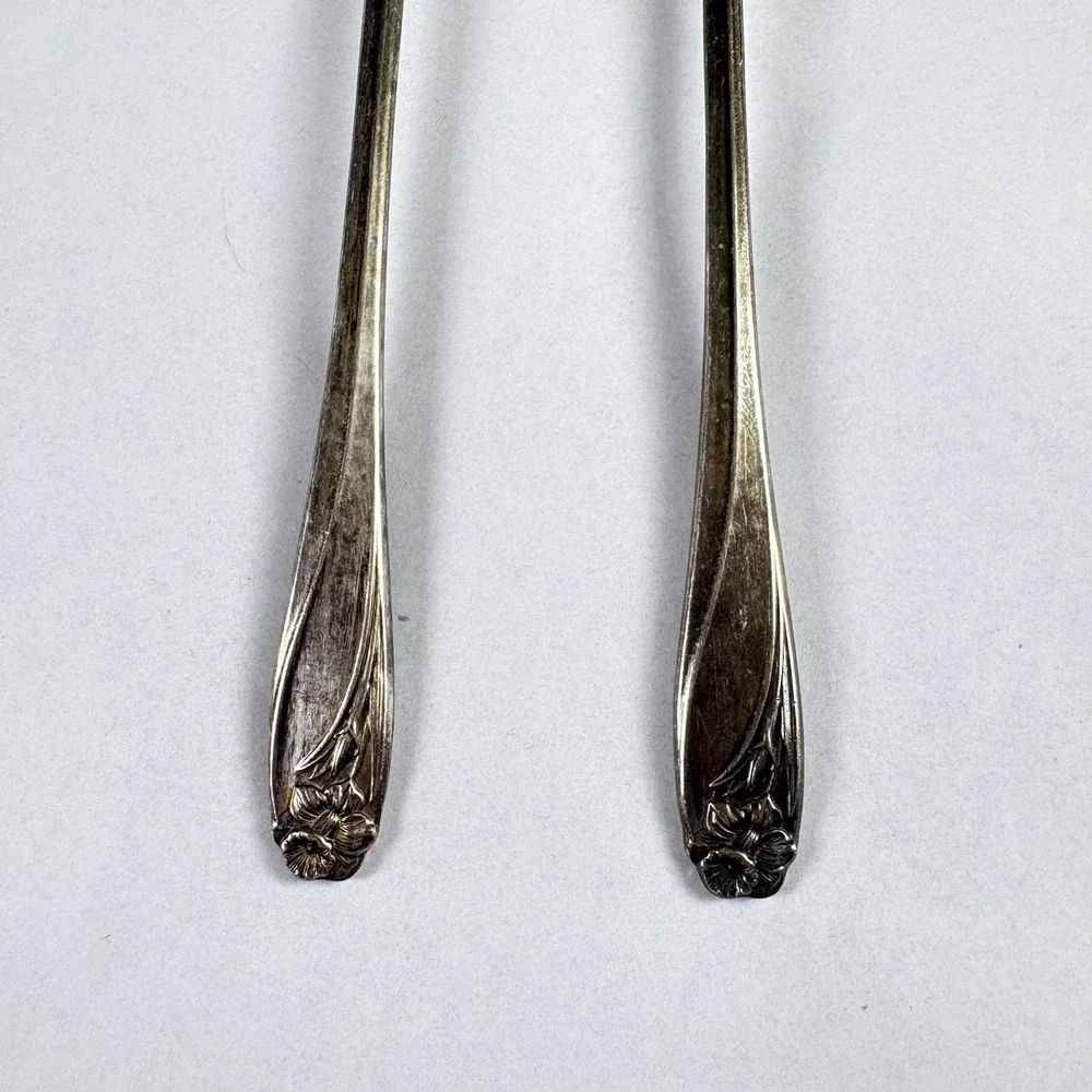 Vintage 1847 Rogers Bros Daffodil Iced Tea Spoons Silverplate Floral 7.75